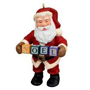 Santa 1999 Hallmark Noel Christmas Ornament Blocks Santa Decor Holiday Season Fu